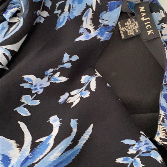 Majick long Lined Sheer sleeved Navy + Blue Dress - Picture 14 of 14